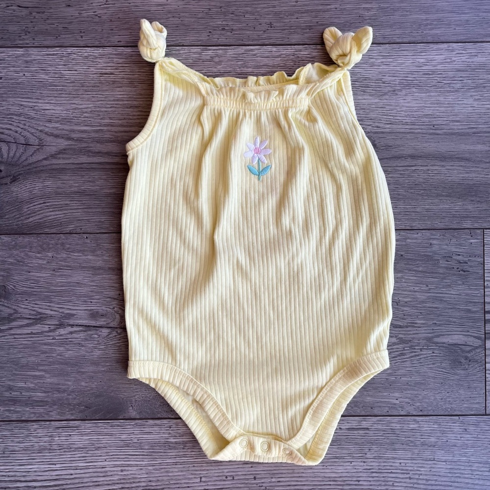 Garanimals Baby Toddler Girl Romper Ribbed Spaghetti Strap Flower Daisy Stretchy